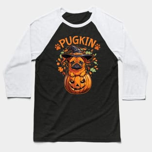 Pugkin Pumpkin Pug Halloween & Thanksgiving Design Baseball T-Shirt